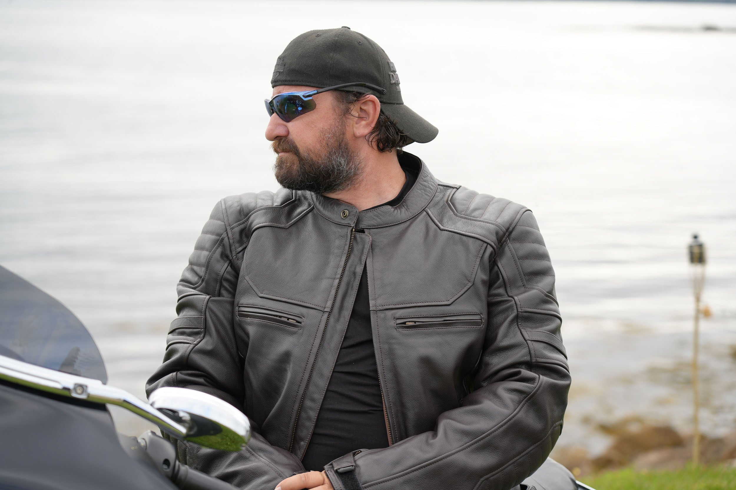 Gryphon Men's Portland Leather Motorcycle Jacket