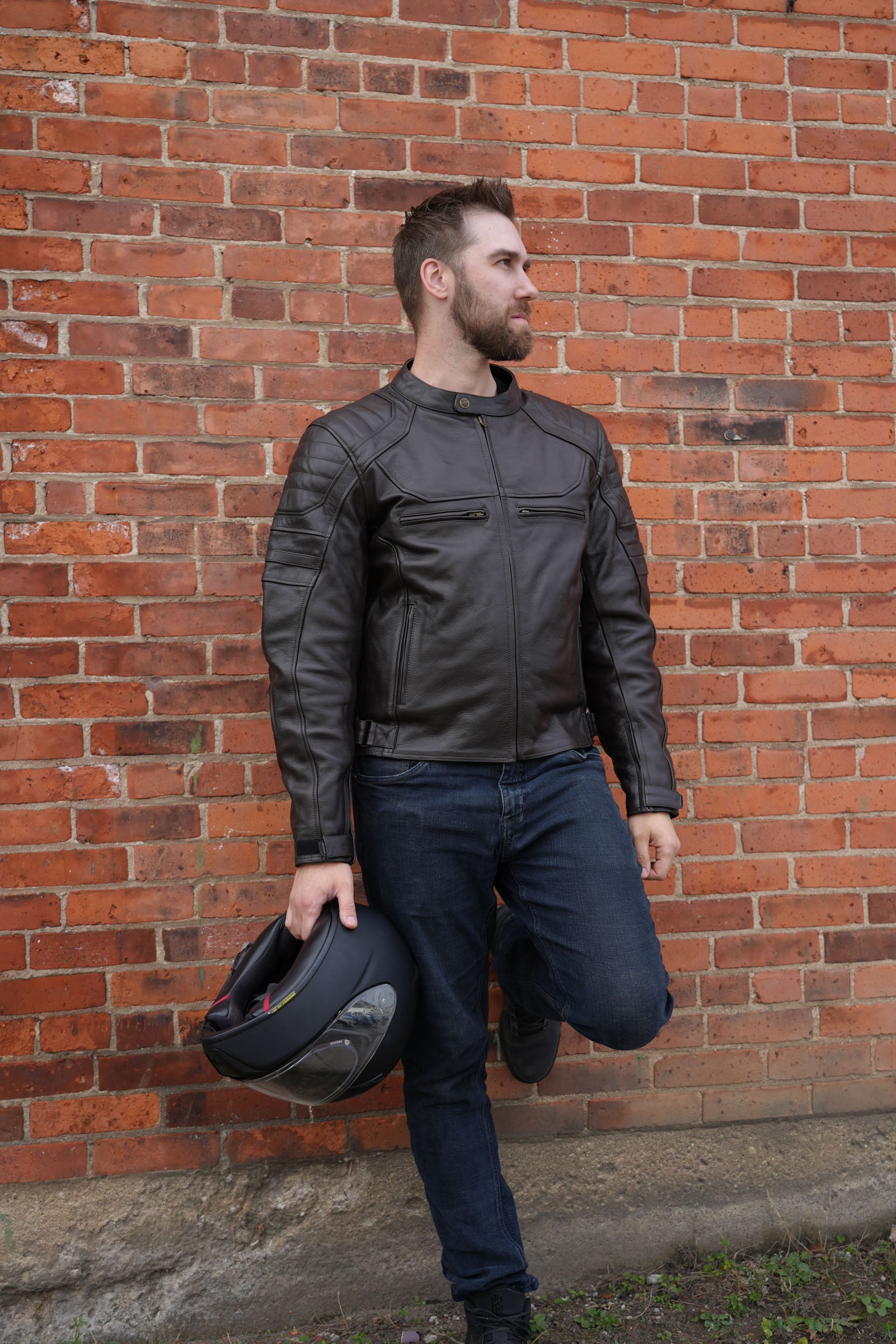 Gryphon Men's Portland Leather Motorcycle Jacket